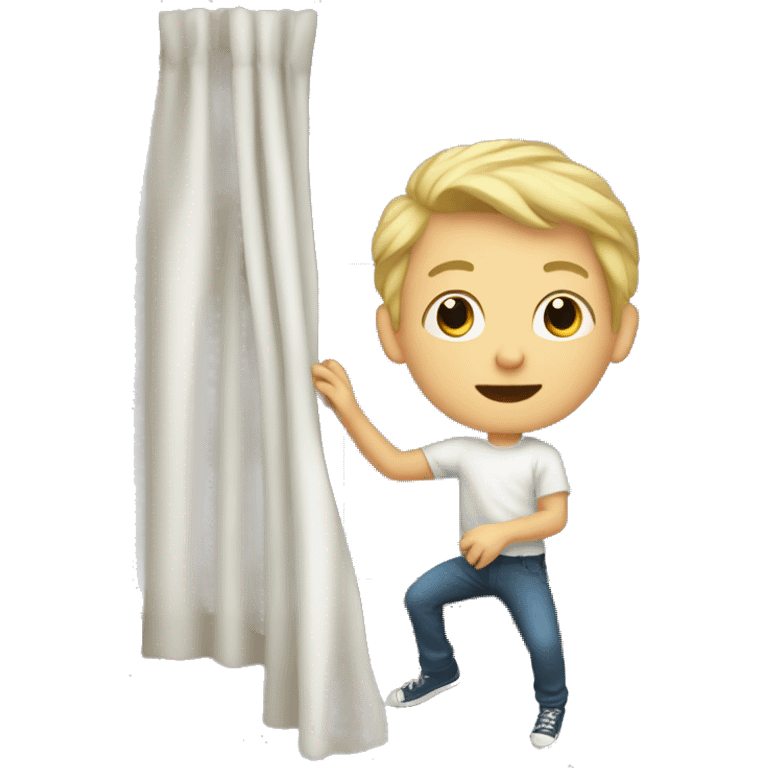 White kid pulling window curtains emoji