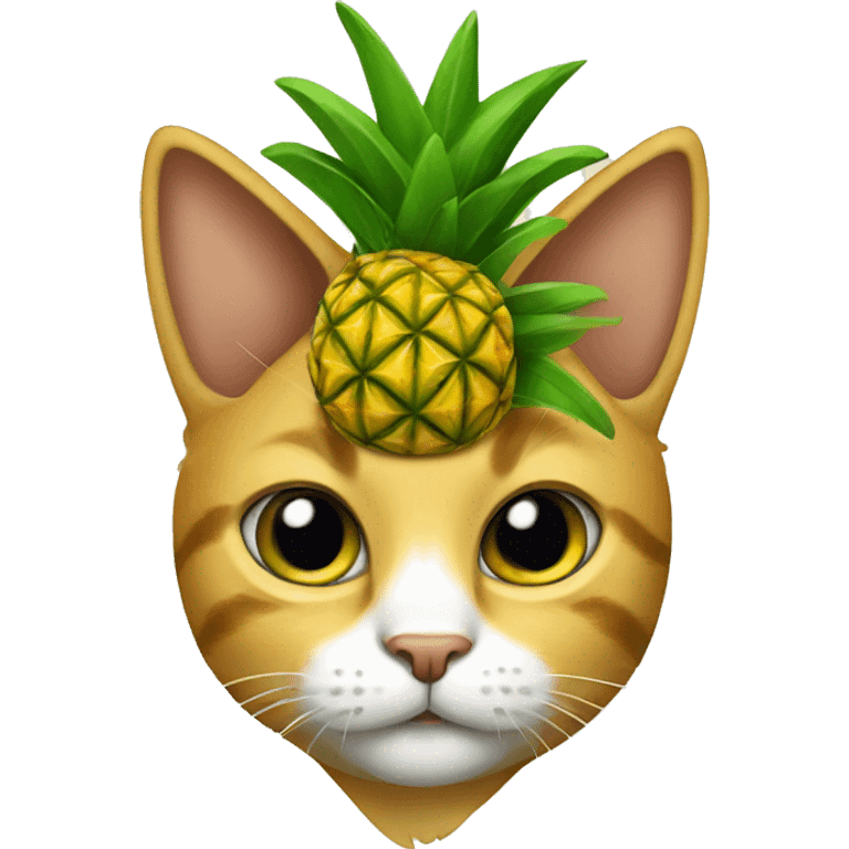 Cat wearing a pineapple hat emoji