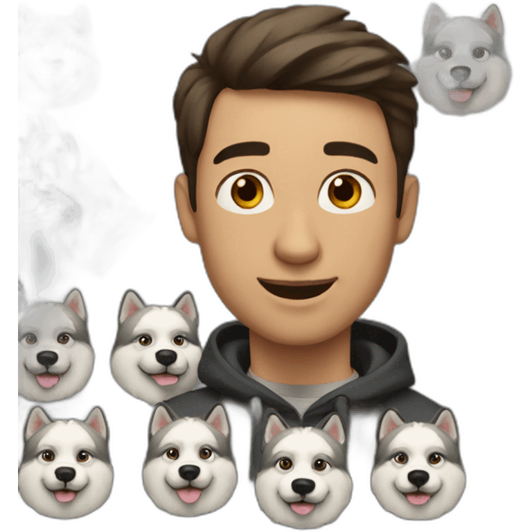 guy with 16 huskies emoji