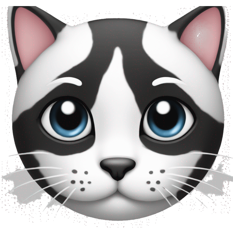 Cute cat black and white with heart emoji