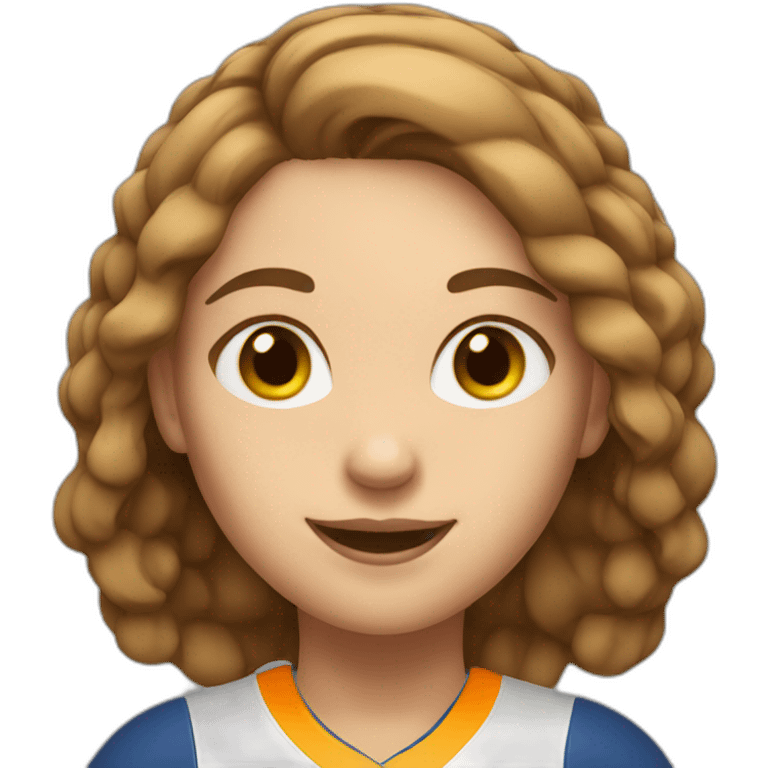 woman playing volleyball with brown hair, light skin emoji