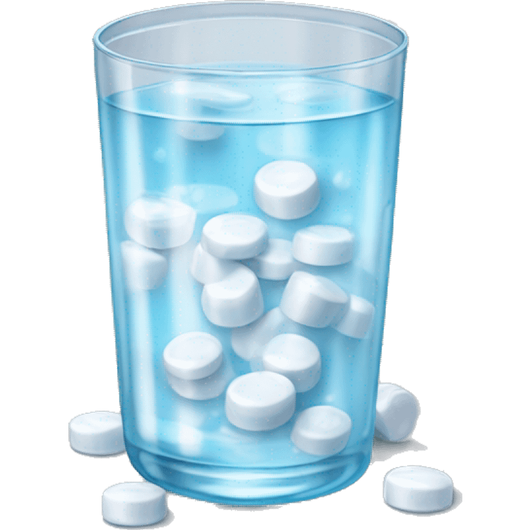 realistic glass of alka seltzer with tablets on the side  emoji