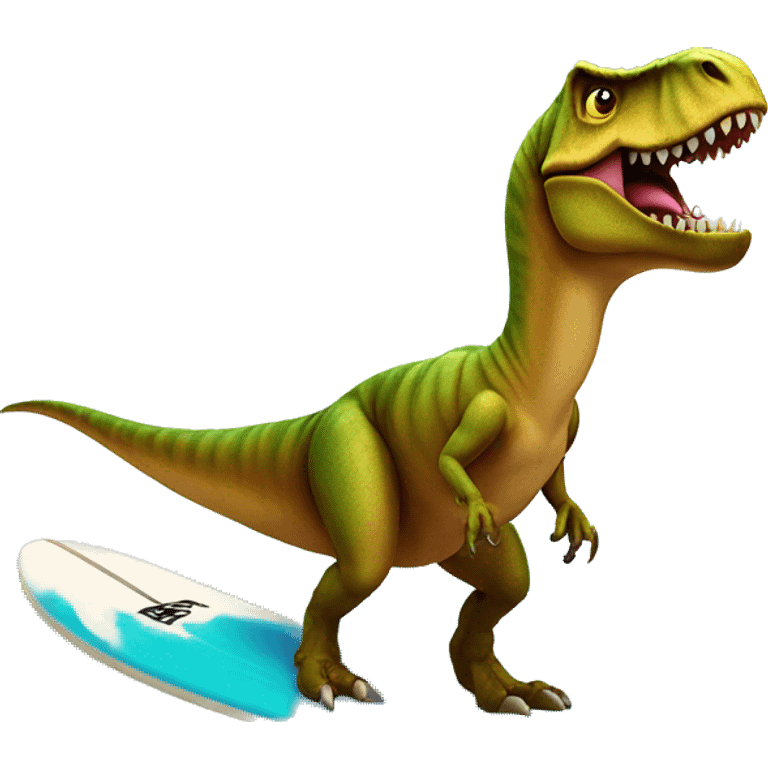 t-rex on a surfboard emoji