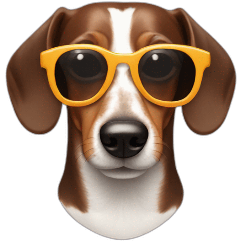 Dachshund dog face with white rounded sunglasses emoji