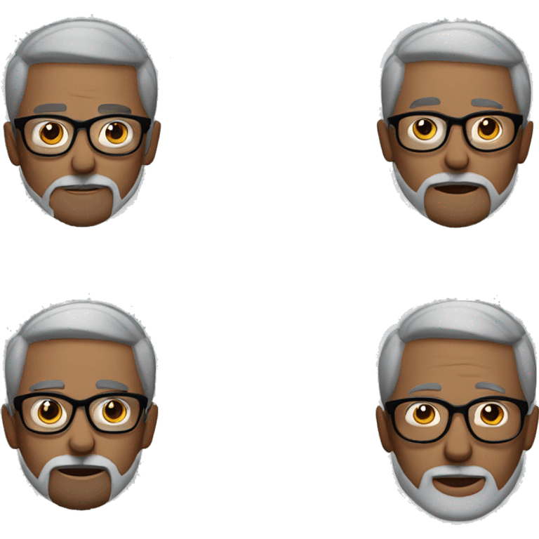 bold head 47 years old circle black glasses grey beard desginer emoji