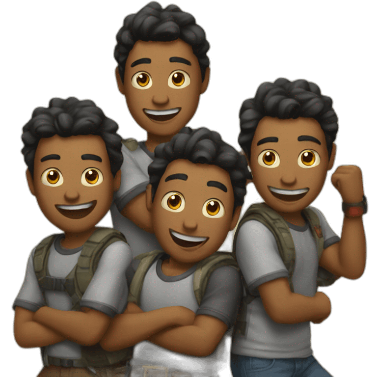 Three buddies gaming emoji