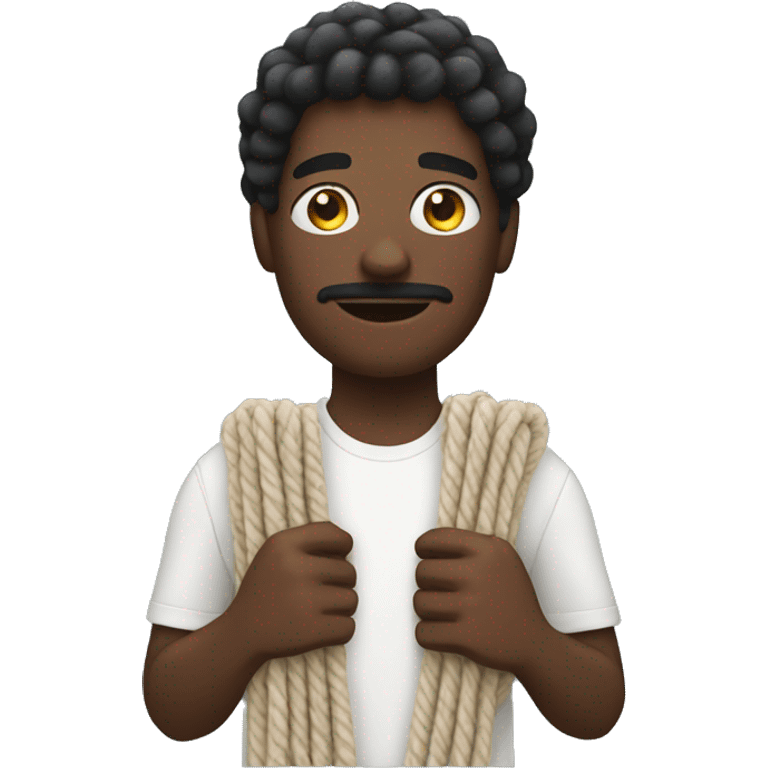 Black guy with yarn emoji