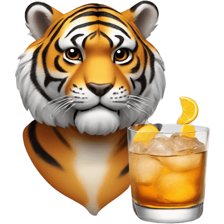 LSU Mike the Tiger with whiskey cocktail  emoji