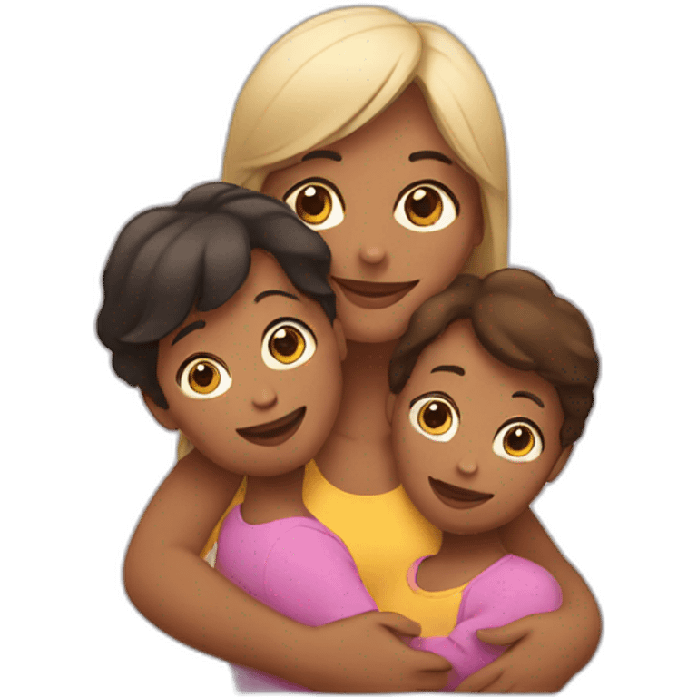 Woman with two kids in her arms emoji