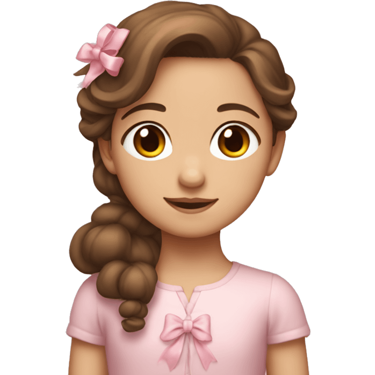 little girl with brown hair and light pink bow on the side of her head emoji