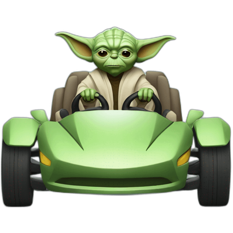 Master Yoda driving a car emoji