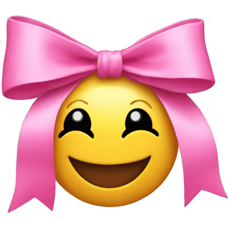 Smiley face with pink bows emoji