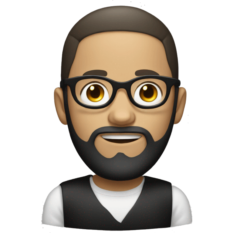 White boy with Black beard and Round glasses, Black clothes emoji