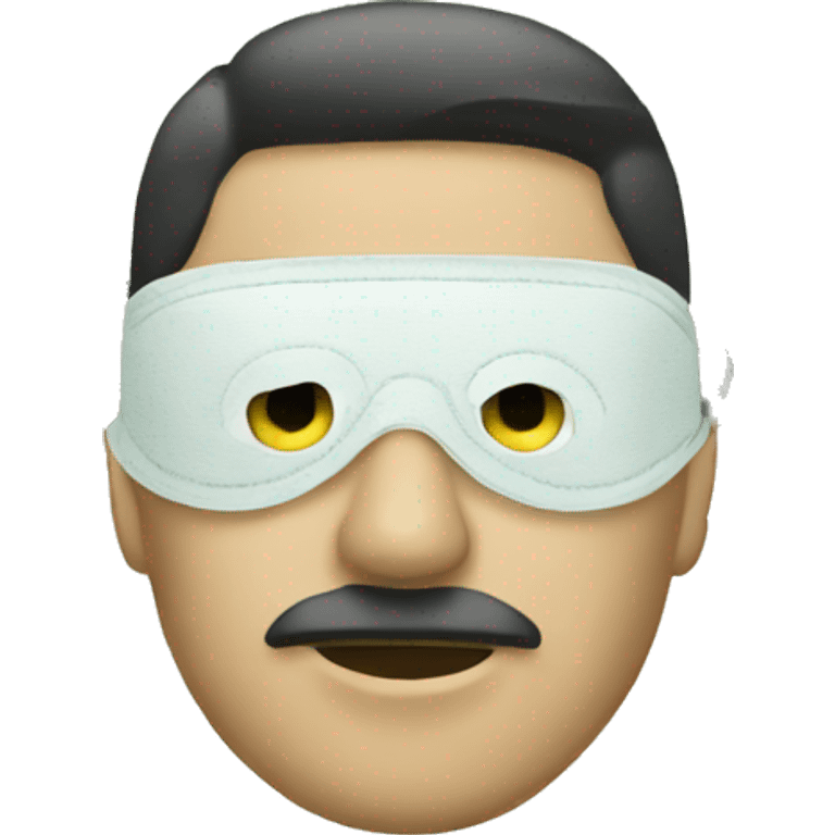 man wearing eye mask made of money emoji