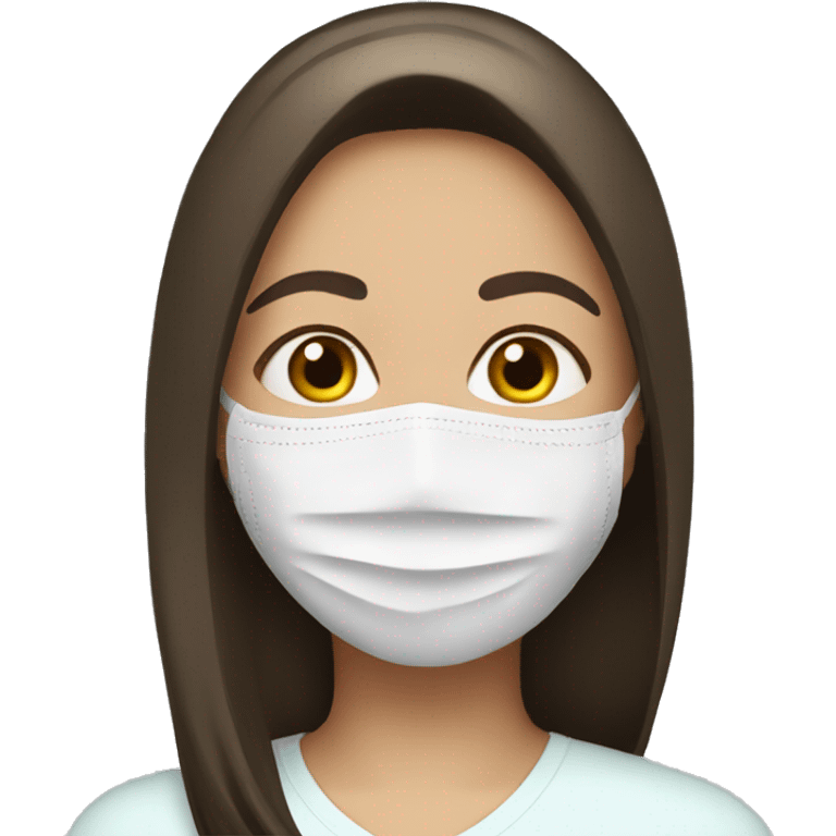 brunette straight hair girl with face mask emoji