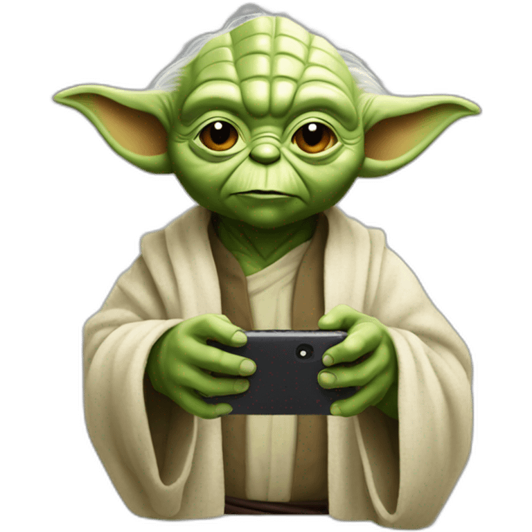 Yoda with a smartphone emoji