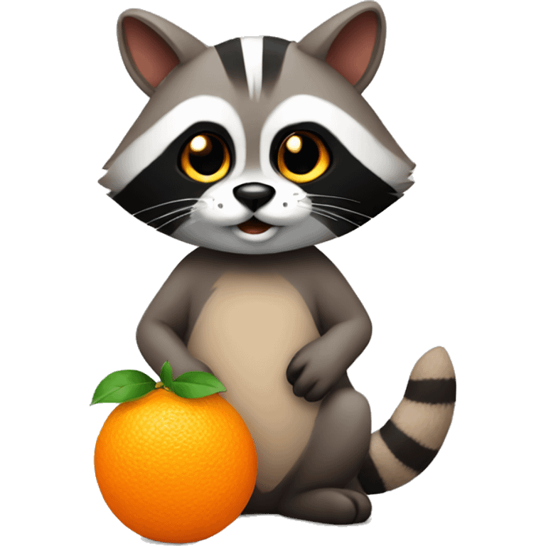 Racoon holding an orange cat emoji