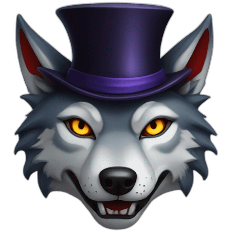 demonic wolf with pentagram top hat and a mysterious night emoji