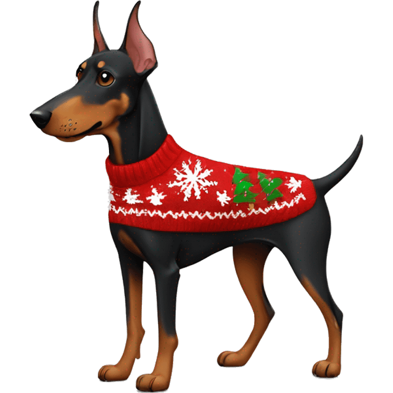 doberman in a christmas sweater emoji