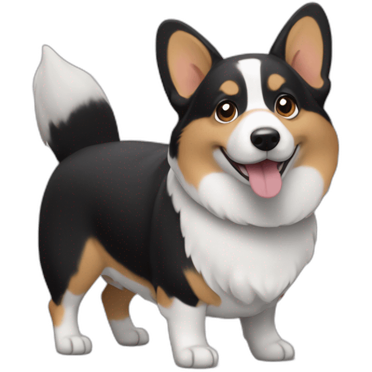 Black and white corgi emoji