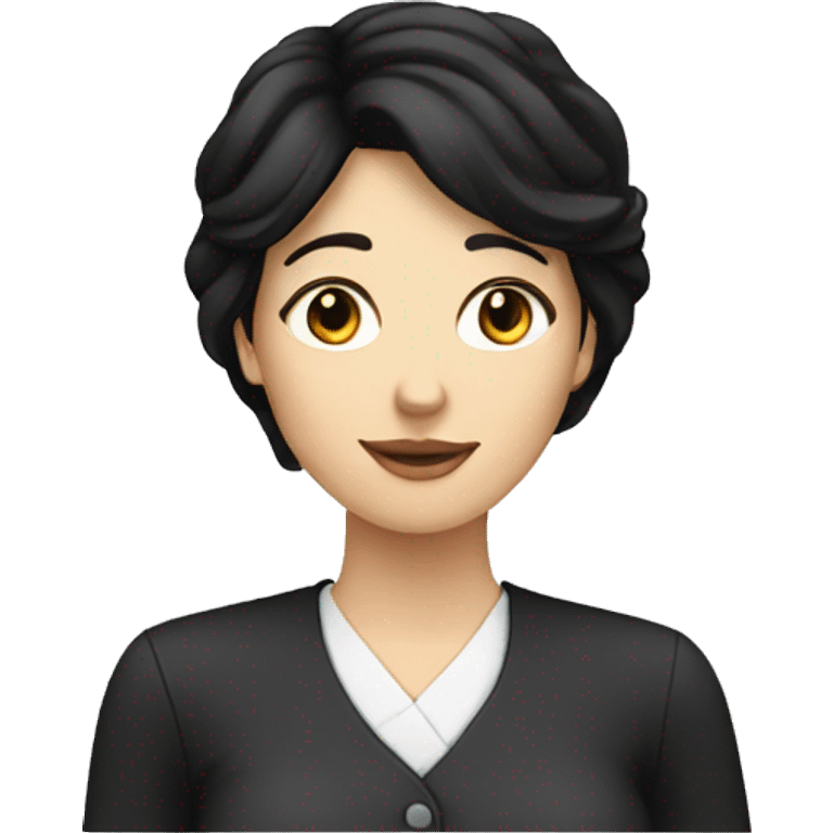 white woman with black hair and with documents emoji