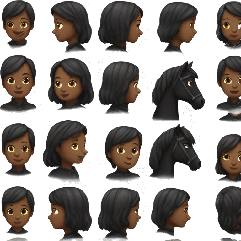 Girl riding a black horse emoji