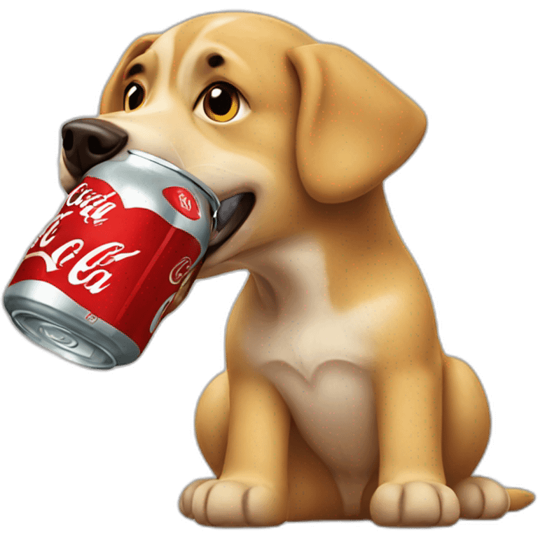 Dog drinking a Coca Cola emoji