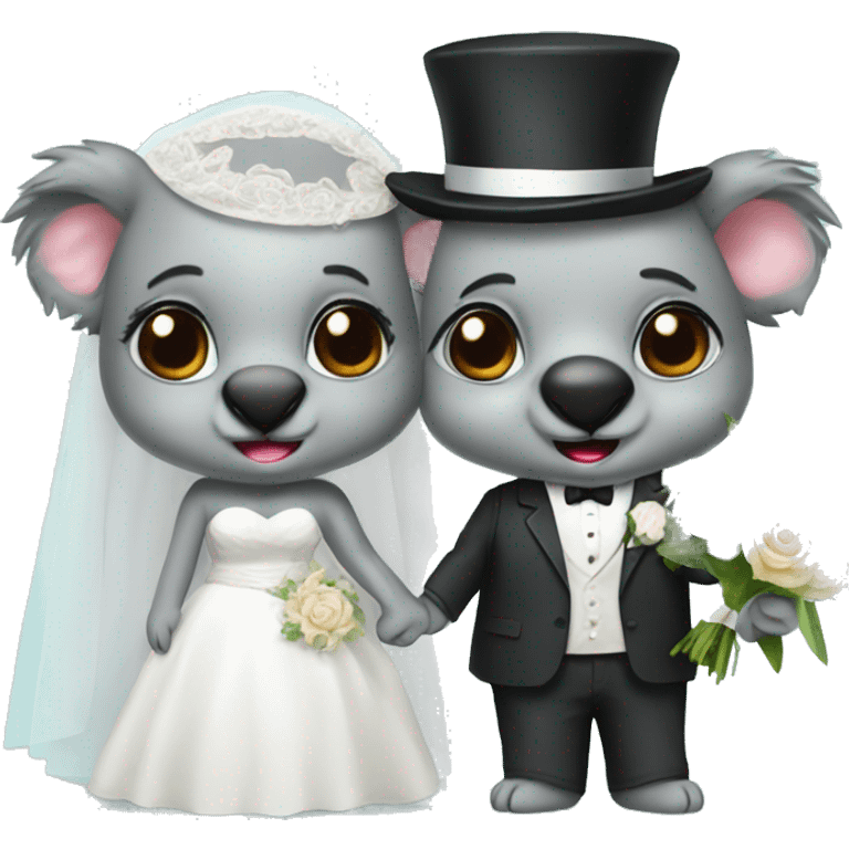 Bride and groom koalas emoji