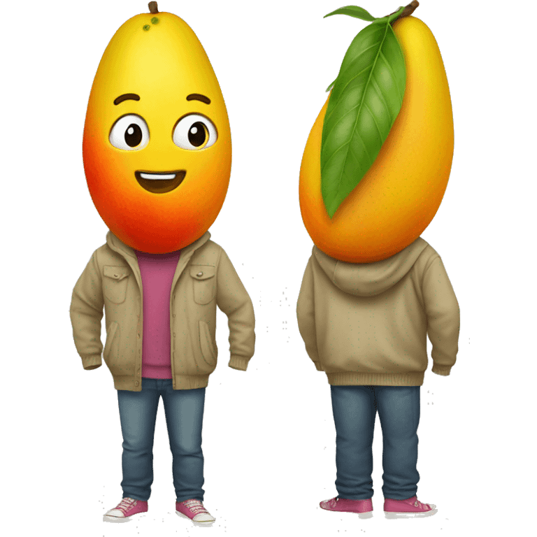 Mango with face and clothes on emoji