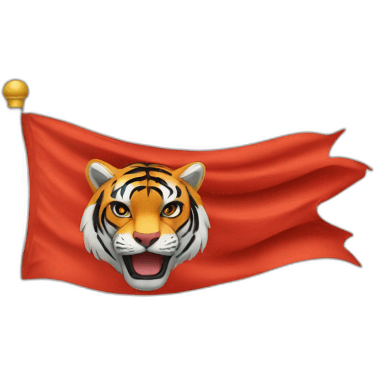 Red flag with Tiger head emoji