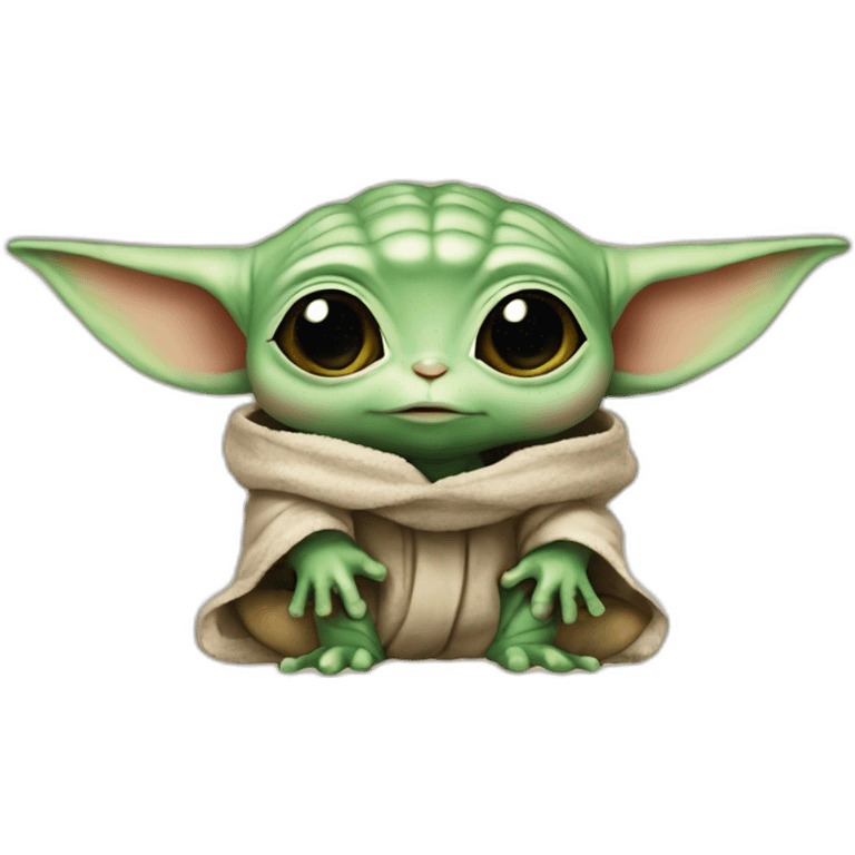 Baby yoda let me love you frog emoji