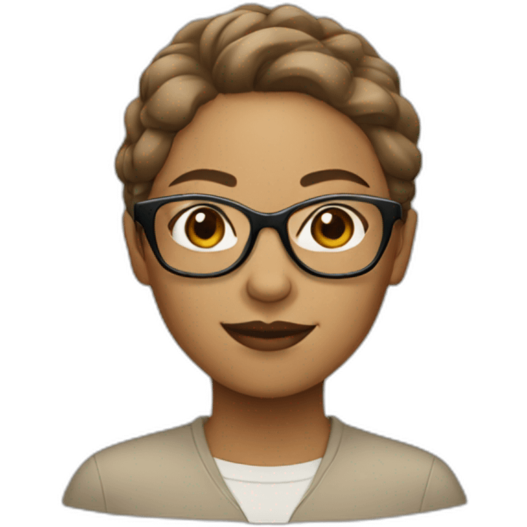 light skinned brown woman with glasses emoji