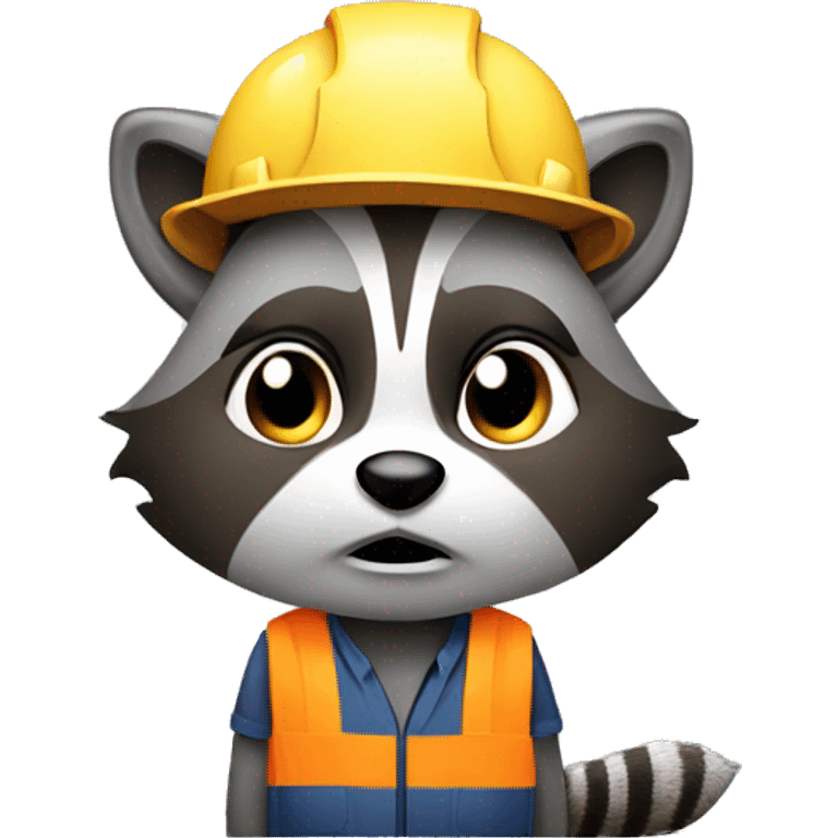 Raccoon construction worker stressed emoji