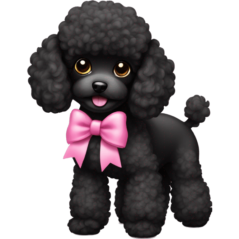 Black toy poodle with pink bow emoji