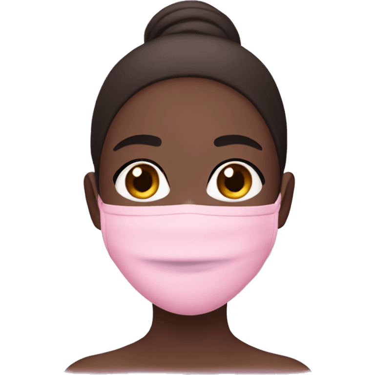 Pale girl with pink face mask in a pink towel with dark brown hair  emoji