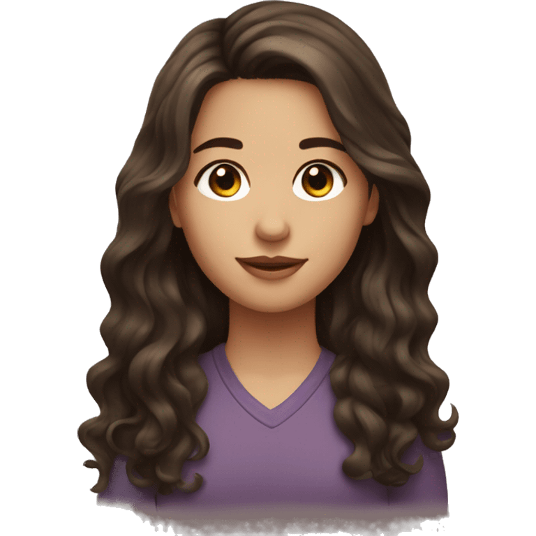 girl with brown eyes and long dark brown wavy layered hair emoji