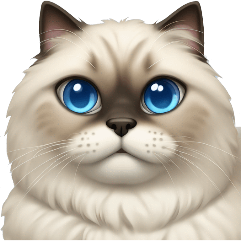 short-haired himalayan cat with blue eyes laying on back showing belly emoji