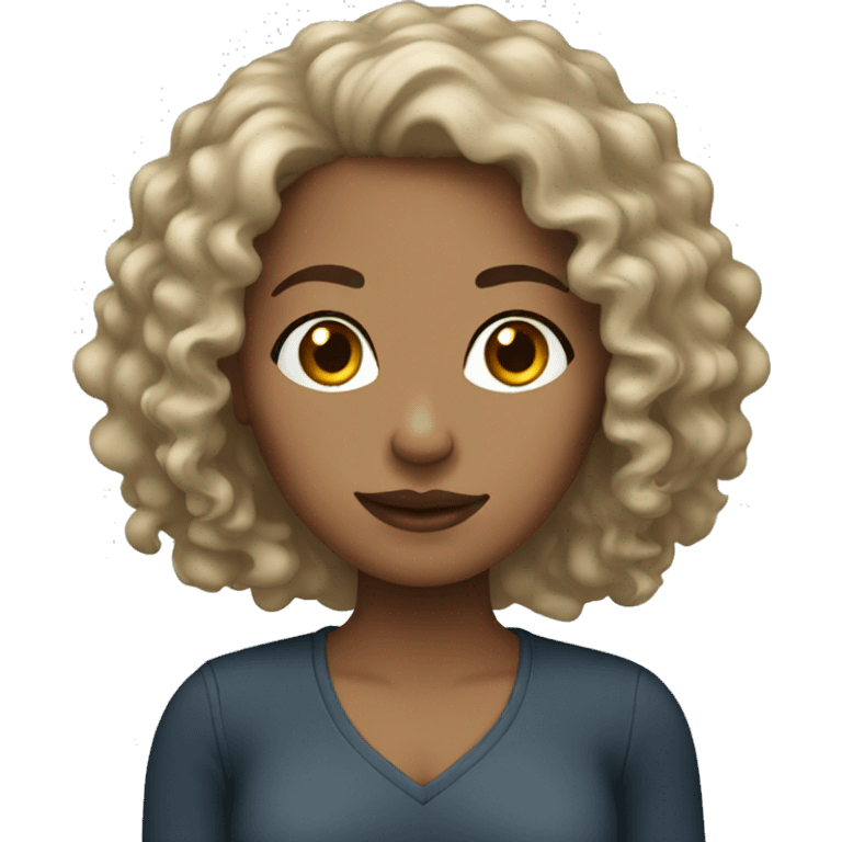 light skin woman with long dark curly hair emoji