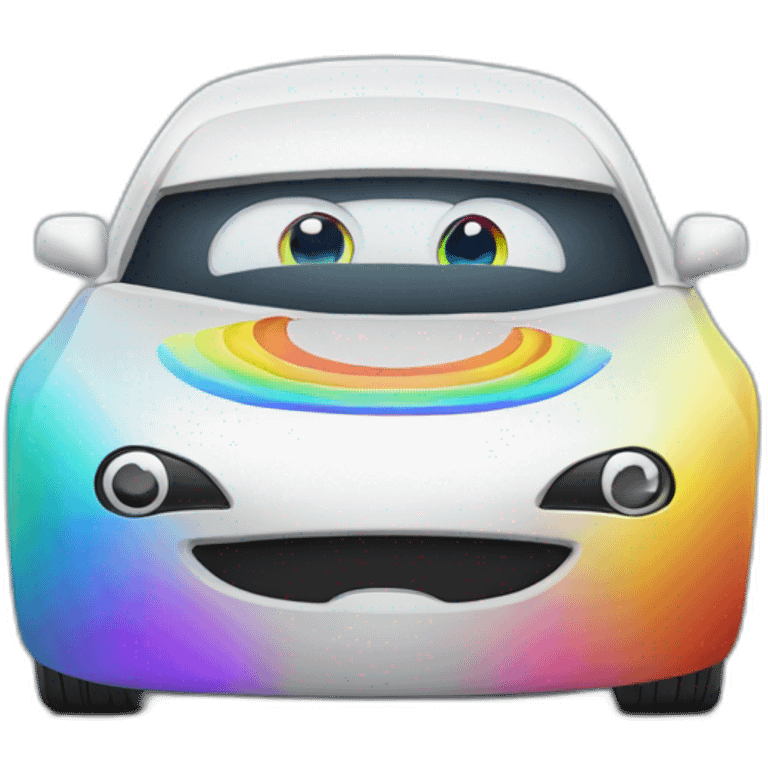 Car with Rainbow eyes emoji