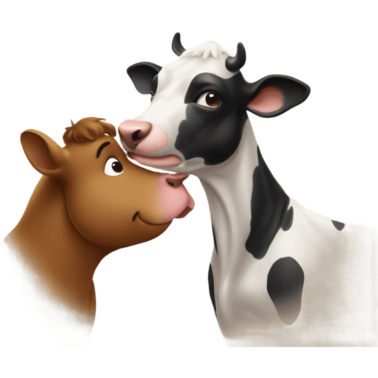 Dog kissing cow  emoji