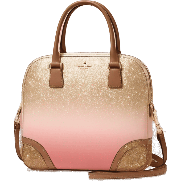 Realistic blush pink to tan ombre glitter kate spade satchel purse. emoji