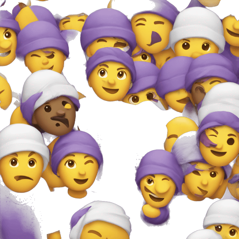 Create an emoji note using the colors purple, white and yellow. emoji