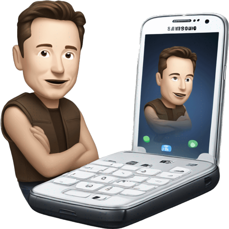 Elon Musk with a Samsung Phone emoji