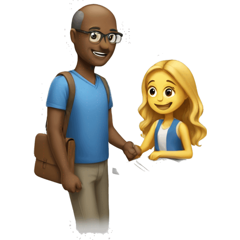 Man helping daughter succeed in math  emoji