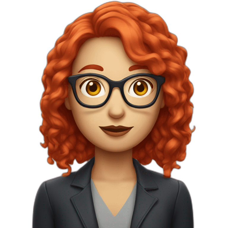 red bull witch journalist with red hair and rectangle eyeglasses emoji