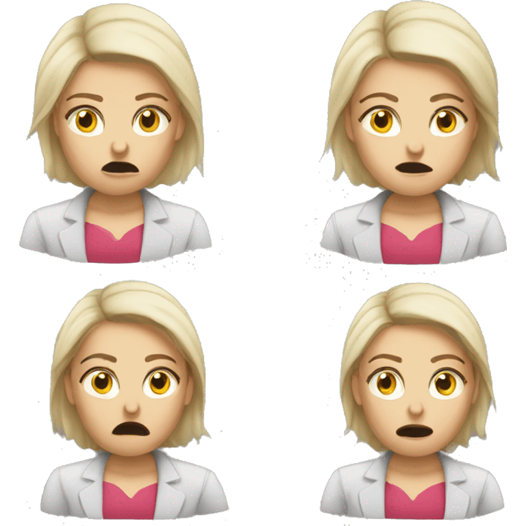 White lady upset in the office  emoji