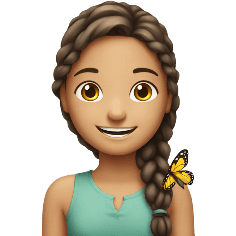 smiling girl with butterfly emoji