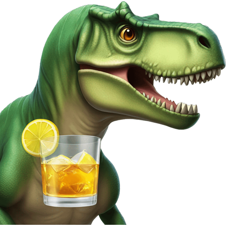 T. rex having a glass of gin emoji