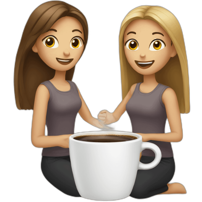 Two girls one cup of coffee emoji