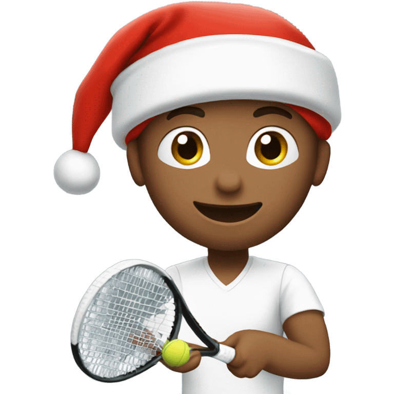 Tennis player playing tennis right handed wearing Santa hat Caucasian emoji